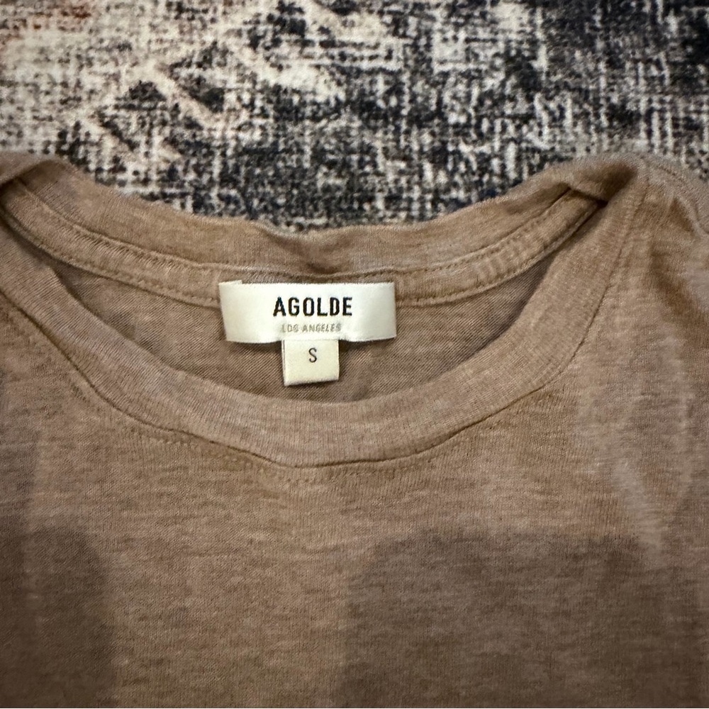 Agolde Adine Light Brown Short Sleeve Tee - Picture 3 of 5